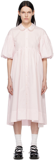 Розовое платье-миди с пышными рукавами Simone Rocha