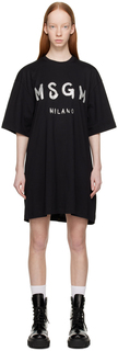 Черное мини-платье с блестками MSGM