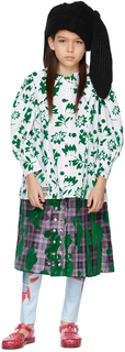 Детское фиолетово-зеленое платье-килт Chopova Lowena