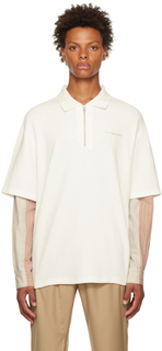 Белая футболка-поло со вставками Feng Chen Wang