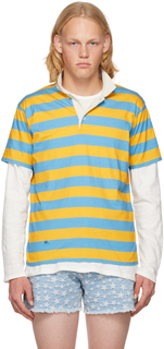 Желто-синяя полосатая футболка-поло ERL