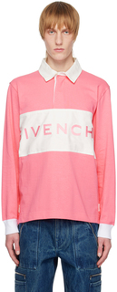 Розовая футболка-поло с вышивкой Givenchy