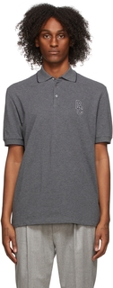 Серая футболка-поло с коротким рукавом и логотипом Brunello Cucinelli
