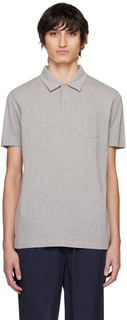 Серая футболка-поло «Ривьера» Sunspel