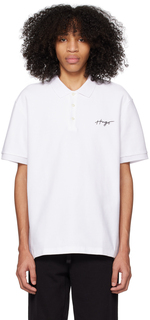 Белая футболка-поло с тремя пуговицами Hugo