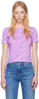 Пурпурная футболка-поло с графическим принтом Versace Jeans Couture