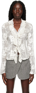 Белая блуза с рюшами Coperni