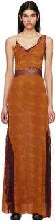 Оранжевое платье макси со змеиным рисунком Victoria Beckham