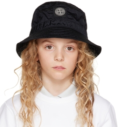 Детская черная шляпа-ведро с логотипом Stone Island Junior