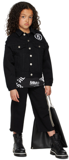 Детская черная джинсовая куртка с логотипом MM6 Maison Margiela