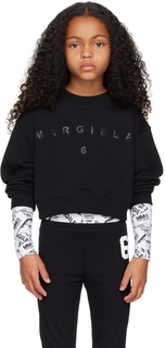 Детская черная толстовка с логотипом MM6 Maison Margiela