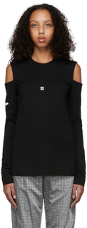 Черная футболка с длинным рукавом и вырезом с логотипом Givenchy