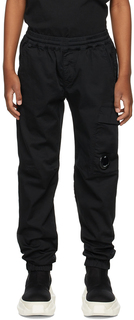 Детские черные брюки для отдыха из габардина C.P. Company Kids