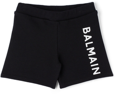 Детские шорты-бермуды с черным боковым логотипом Balmain