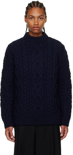 Темно-синий свитер с круглым вырезом Dries Van Noten