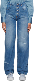 Синие джинсы с высокой талией MM6 Maison Margiela