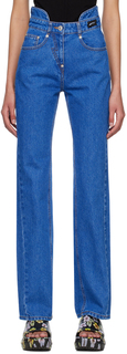 Синие джинсы-бюстье Pushbutton
