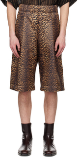 Светло-коричневые шорты с леопардовым принтом Dries Van Noten