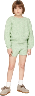 Детские хлопковые шорты зеленого и белого цвета Misha &amp; Puff