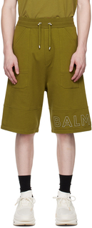 Зеленые светоотражающие шорты-бермуды Balmain