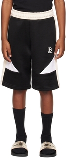 Детские черные шорты со вставками Balmain