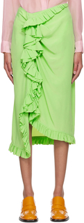 Зеленая юбка-миди с оборками Dries Van Noten