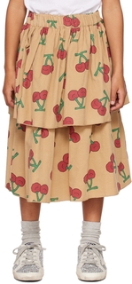 Детская бежевая вишневая юбка Jellymallow