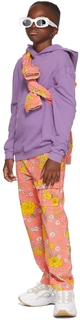 Детские розовые вельветовые брюки с цветочным принтом ERL