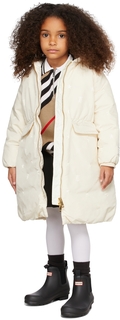 Детское пуховое пальто Off-White со звездами и монограммой Burberry