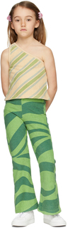 Детские расклешенные домашние брюки в зеленую полоску Longlivethequeen