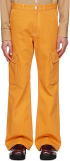 Оранжевые расклешенные брюки карго Marni