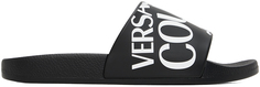 Черные шлепанцы с тиснением для бассейна Versace Jeans Couture