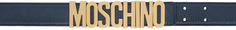 Ремень темно-синего цвета с логотипом Moschino