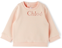 Детская розовая толстовка с вышитым логотипом Chloé Chloe