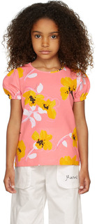 Детская розовая футболка с принтом Fiore Marni