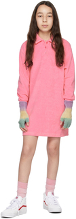 Детское розовое махровое платье с вышивкой Luckytry