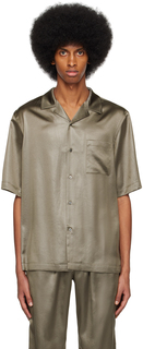 Серо-коричневая блестящая рубашка Filippa K
