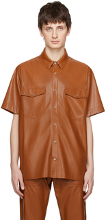 Светло-коричневая веганская кожаная рубашка Adam Nanushka