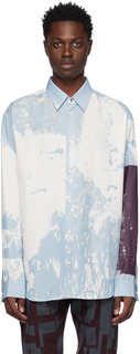 Сине-белая рубашка с принтом OAMC