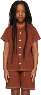 Детская коричневая рубашка на пуговицах Misha &amp; Puff