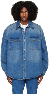 Синяя джинсовая рубашка с эффектом потертости Juun.J