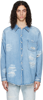 Синяя джинсовая рубашка с эффектом потертости 424 Suncoat Girl