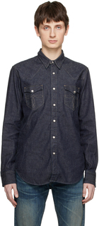 Темно-синяя джинсовая рубашка узкого кроя RRL