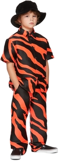Детская оранжево-черная рубашка с короткими рукавами под зебру BO(Y)SMANS