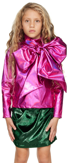 Детская розовая рубашка с бантом CRLNBSMNS