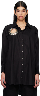 Черная рубашка XXL с большими люверсами Marques Almeida