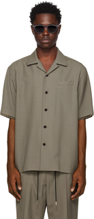 Серо-коричневая рубашка на пуговицах sacai