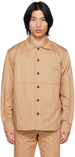 Светло-коричневая рубашка с вышивкой Maison Kitsuné