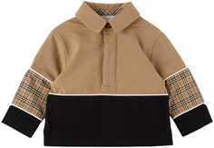 Бежевая хлопковая рубашка в клетку Baby Baby Burberry