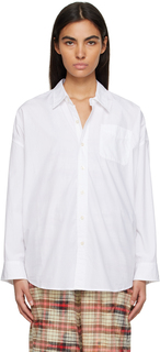 Белая рубашка с вырезом под горло R13